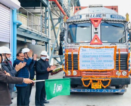 Ethanol-laden truck flagged off in Saraswati Sugar Mills Yamunanagar