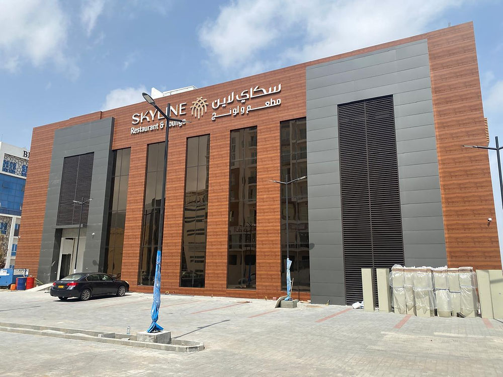 Burj Al Abrar have completed Skyline Restaurant and Lounge including Civil Structure, Exterior and Interior fit out with complete HVAC and MEP at Bosher, Muscat Oman