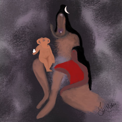 Sketch Shiva parvati ganesha