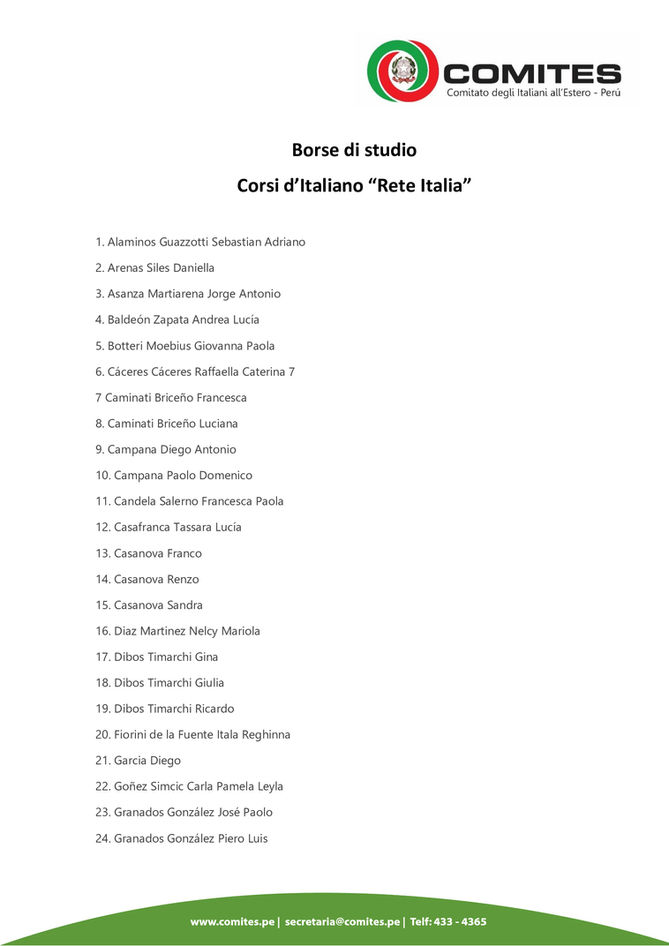 Borse di studio - Corsi d'italiano "Rete Italia
