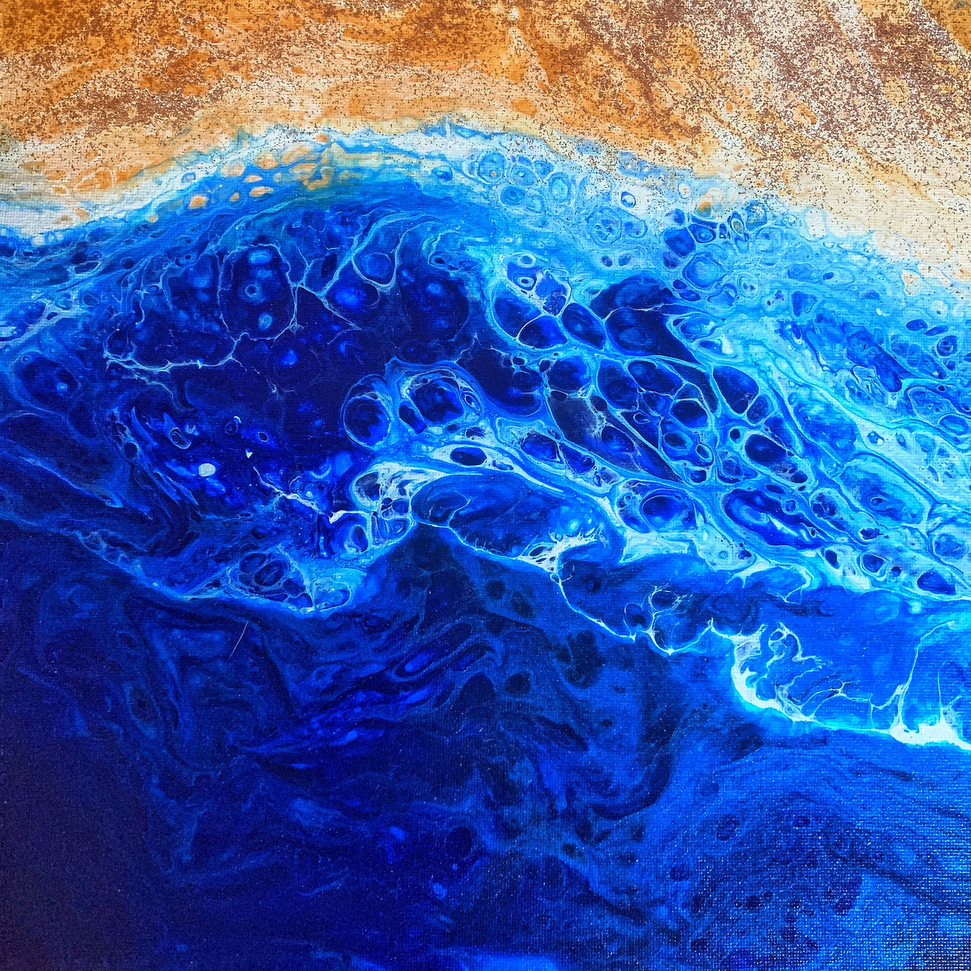 "Take Me to the Ocean" (acrylic paint pour on canvas)