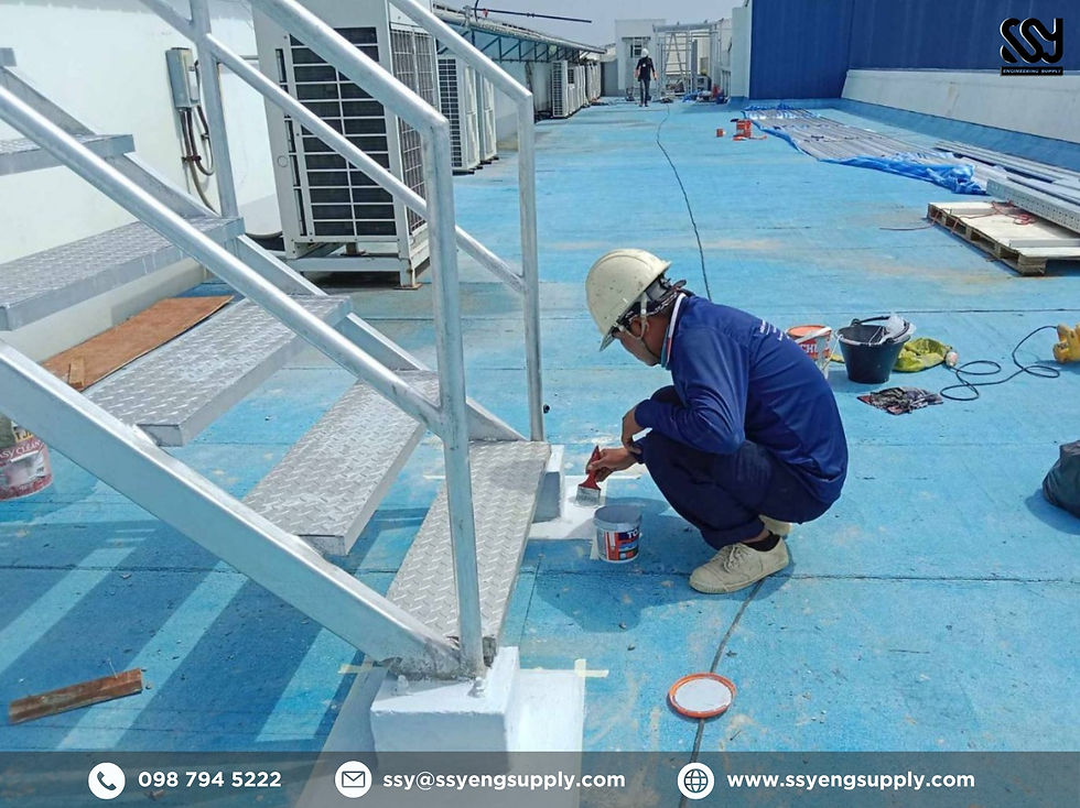 งานโครงสร้างบันได และโครงสร้าง Inverter Station