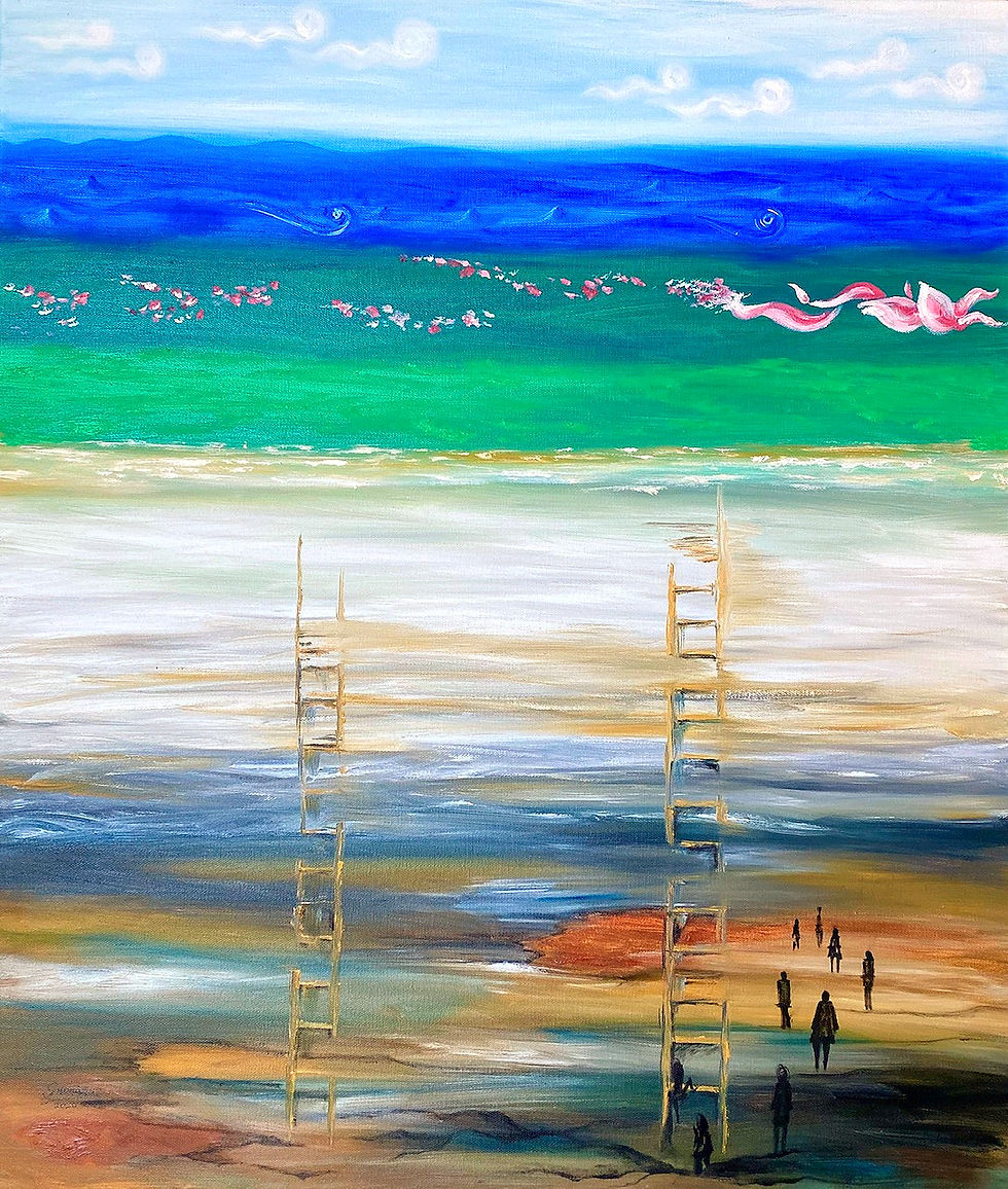 Painting on Pndemic COVID19- Rise In Search of Peace and Tranquility, 2020-oil on canvas 3