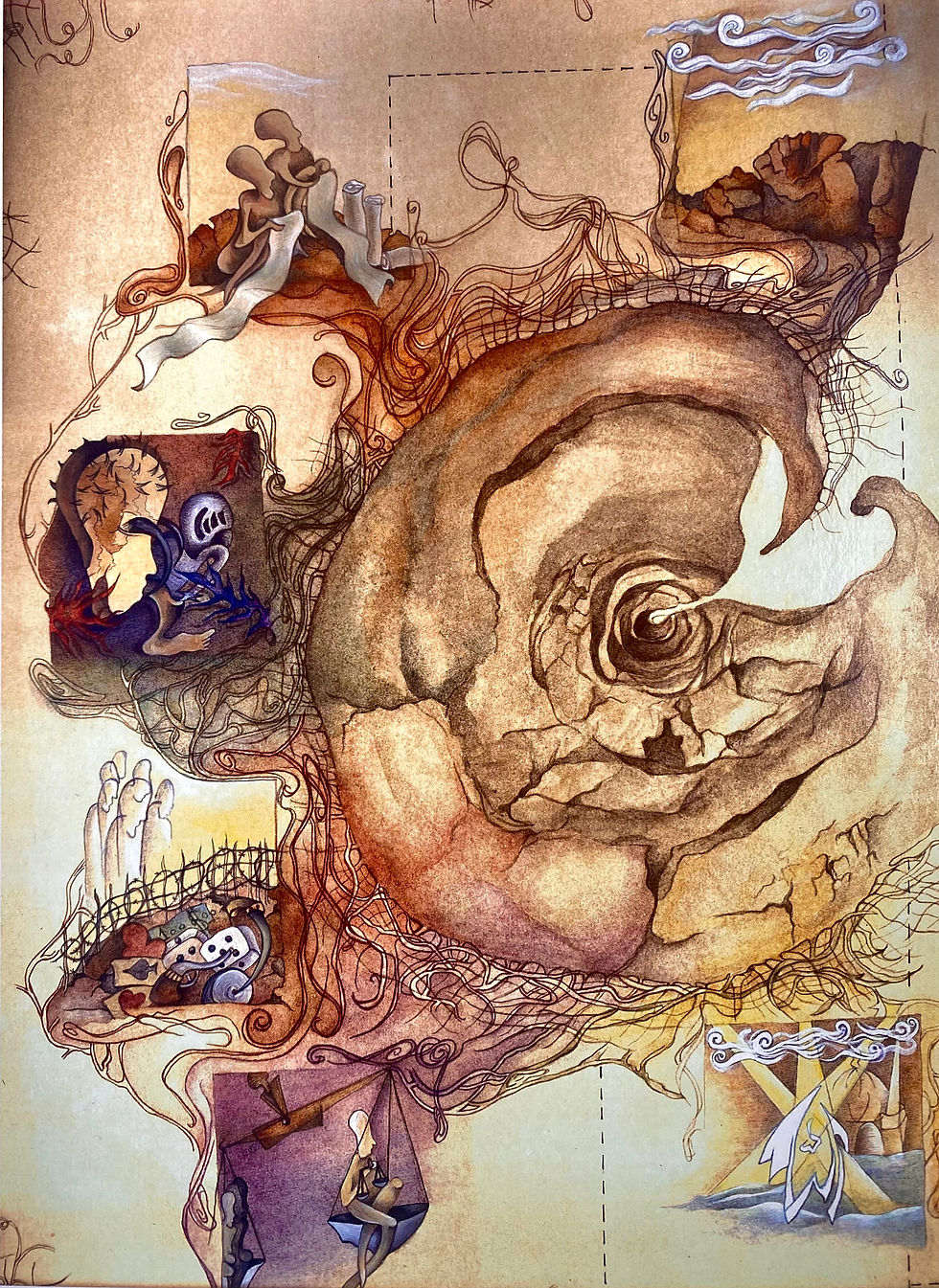 Through the Journey of Life IV (MFA Miniature painting - Thesis work) 2003- Tea wash & gua