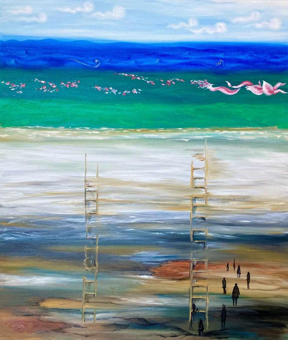 Painting on Pndemic COVID19- Rise In Search of Peace and Tranquility, 2020-oil on convas 30x24 inches