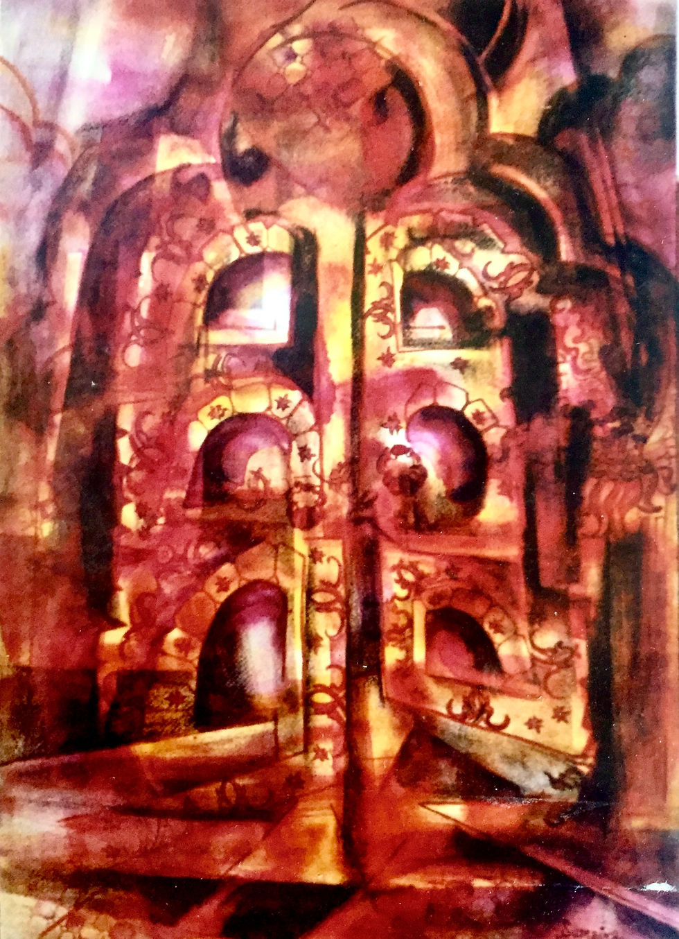 Architectural Abstract, Doors II, Wash and Charcoal on paper