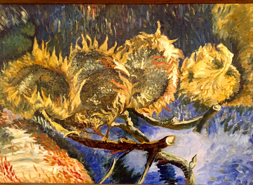 Four Sunflowers, Study of Van Gogh paiting, oil on canvas 18x12 inches