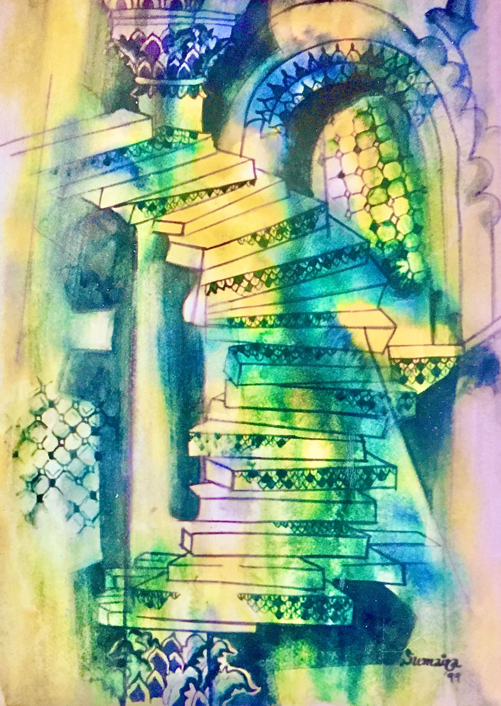 Architectural Abstract, Elements VI, Wash and Watercolors on paper