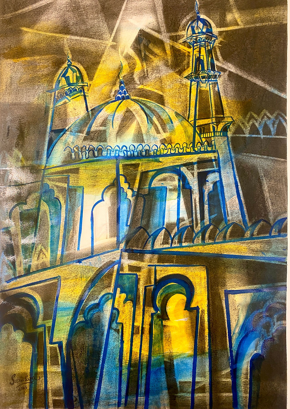 Architectural Abstract, Elements VIII, Wash and Watercolors on paper