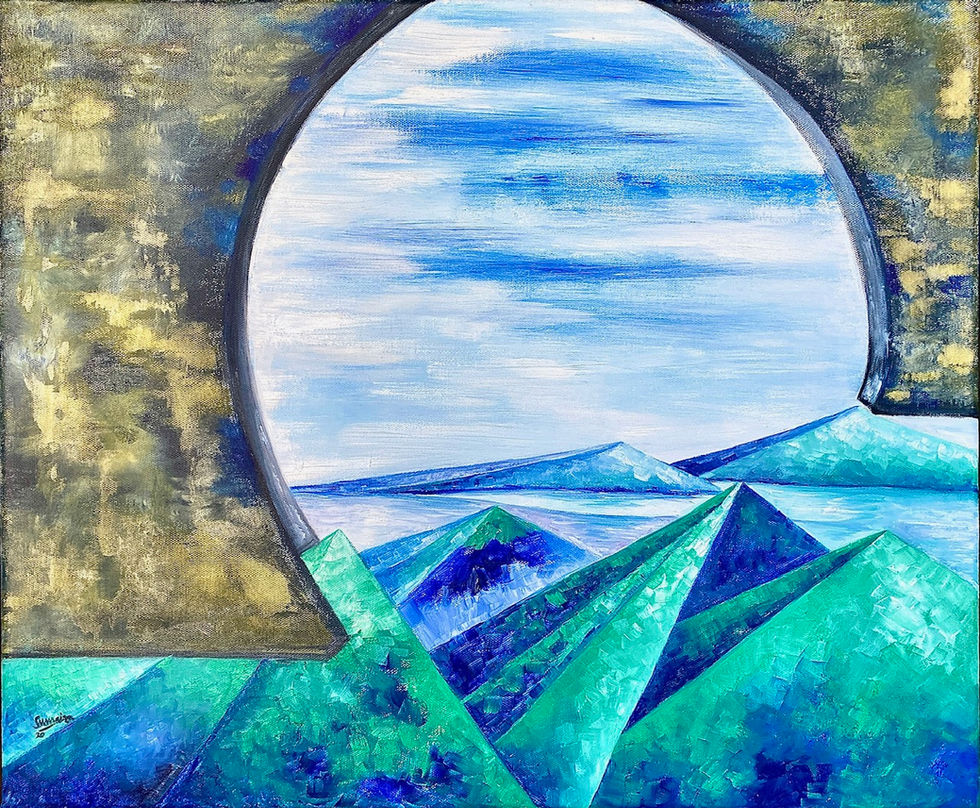Painting on Pandemic COVID19- Beyond the Horizon, 2020 - oil on canvs 20x24 inches