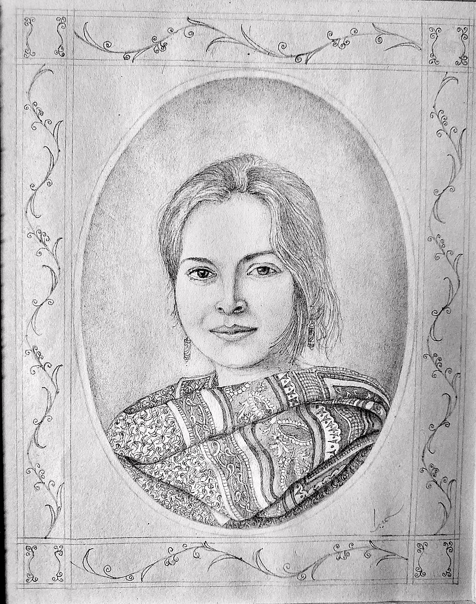 Miniature painting- Self Portrait, 2002 Graphite on paper