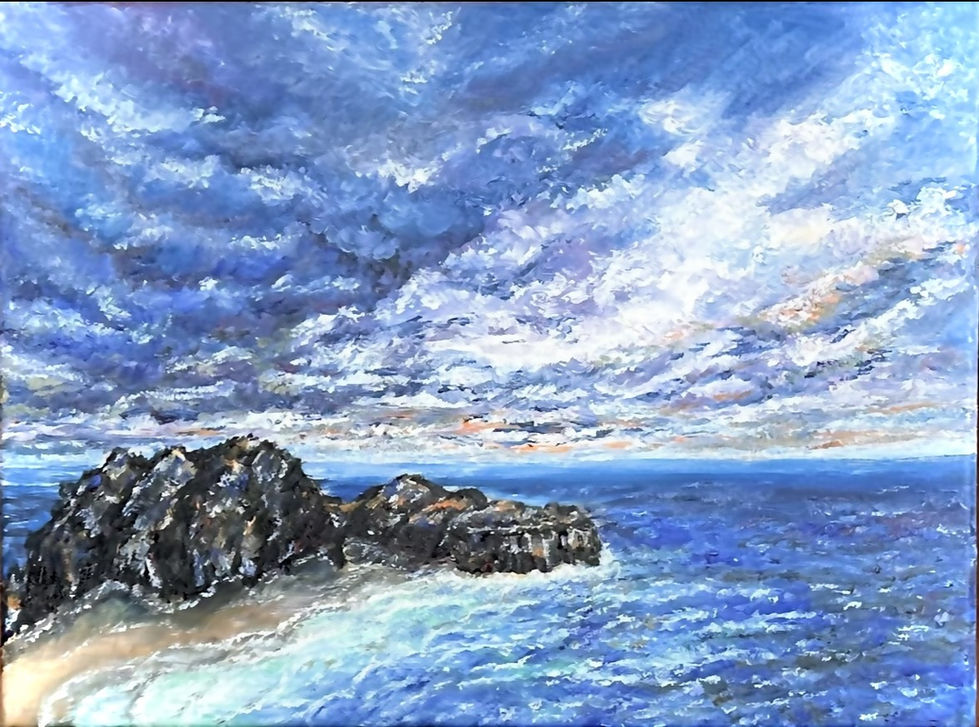 Seascape- oil on canvas 28x10 inch