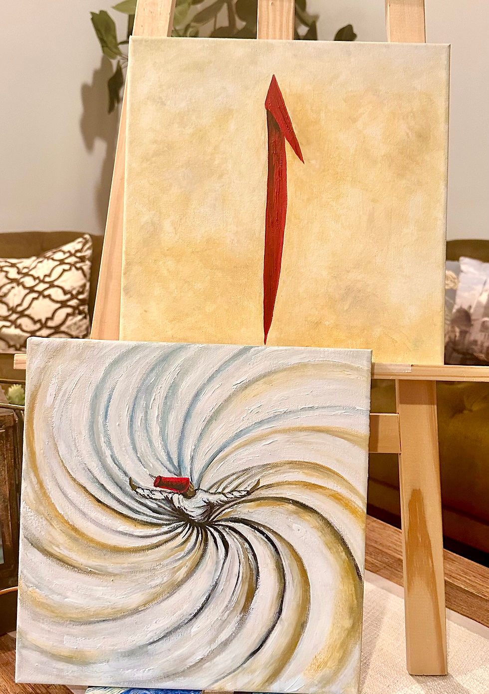 Alif & Whirling Dervish 2023- oil on canvas 8x8 inches