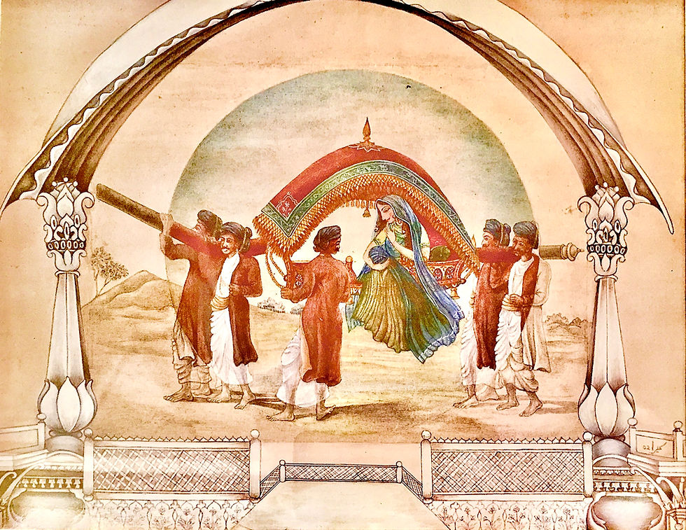 Miniature painting - The Arrival, 2002, Watercolor on tea-stained wasli paper