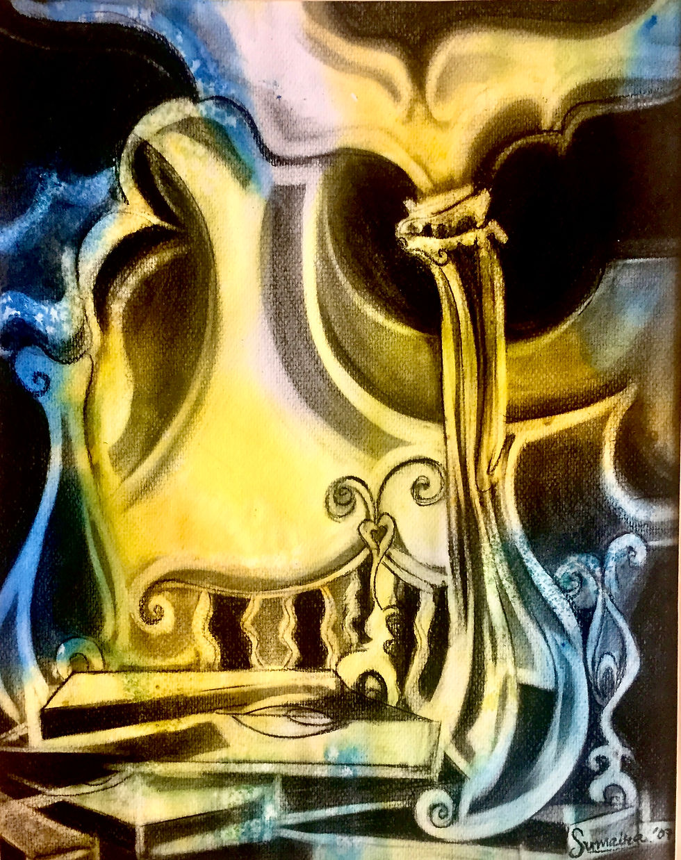 Architectural Abstract, Elements II, Wash and Charcoal on paper