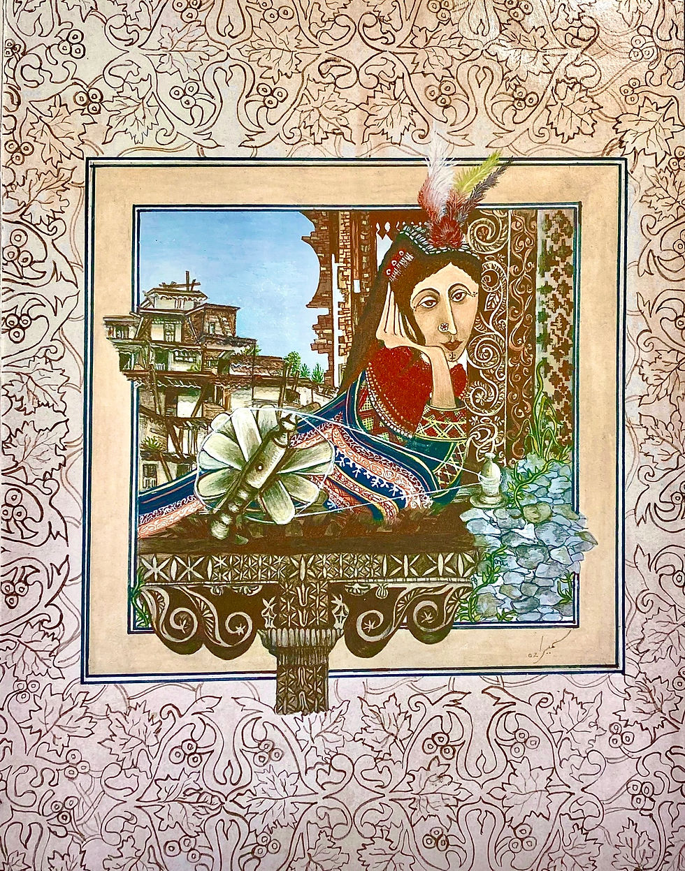 Miniature painting - Culture & Beauty of Northern areas of Pakistan, 2002 Watercolor and g