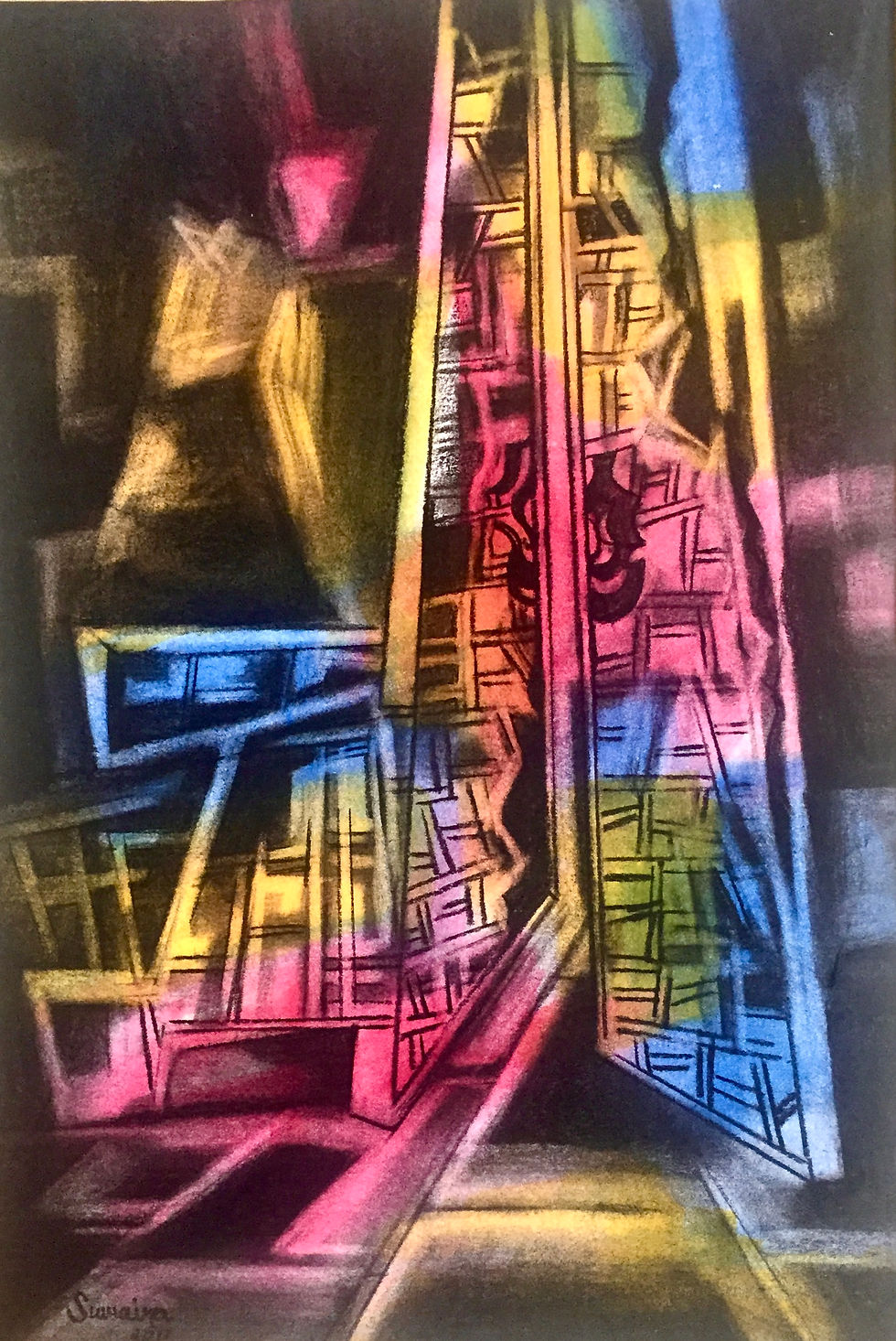 Architectural Abstract, Doors I, Wash and Charcoal on paper