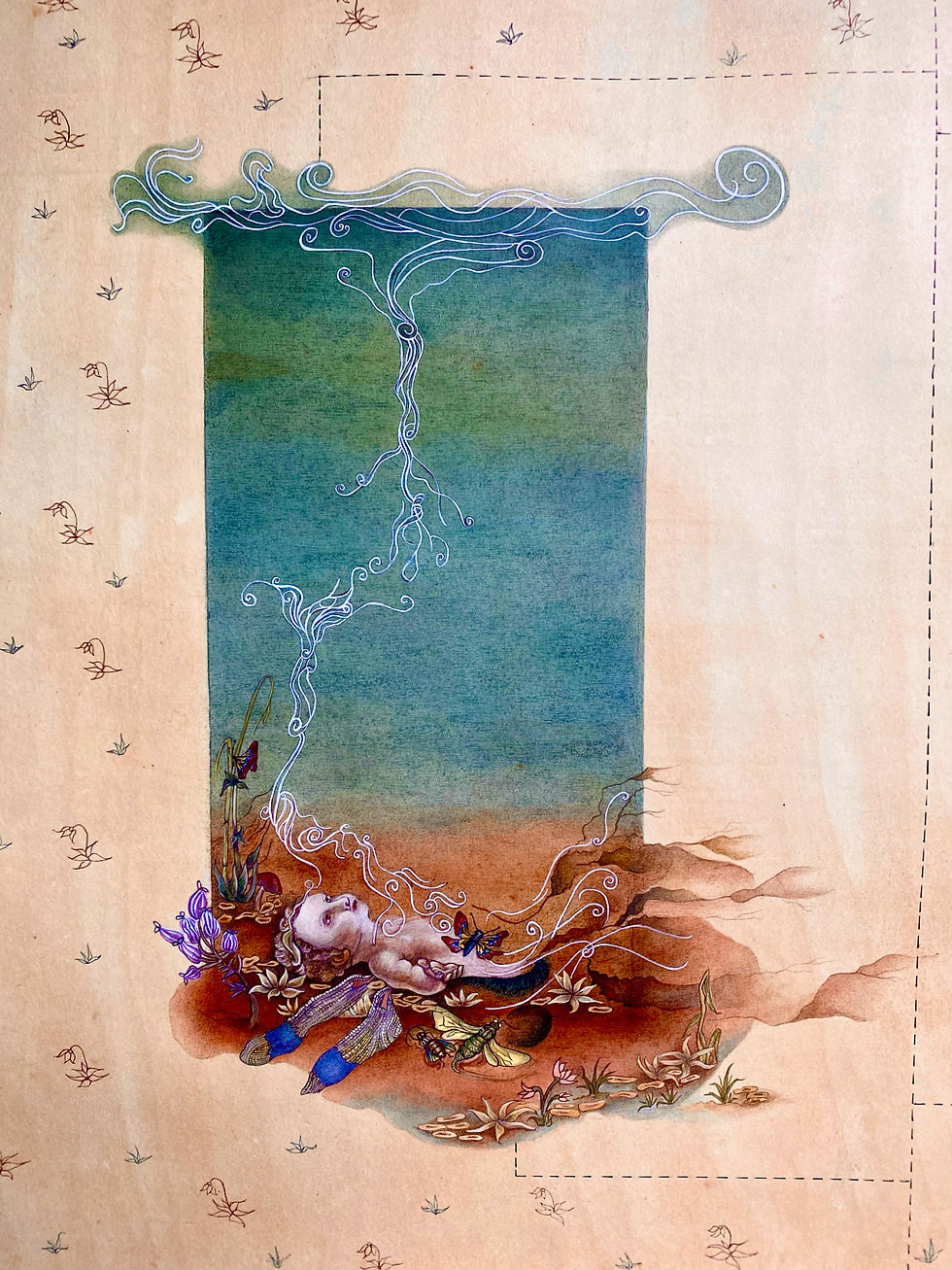 Through the Journey of Life I (MFA Miniature painting - Thesis work) 2003- Tea wash & guac