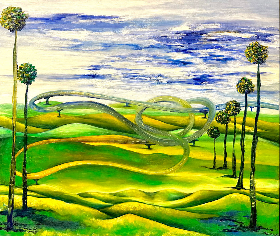 Finding Your Journey Through the Landscapes of Life, Borders Art Festival, Venice, Italy - 2020, Oil on canvas 23x27 inches (2)