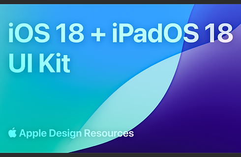 A logo for the iOS 18 web kit available through the Community tab in Figma.