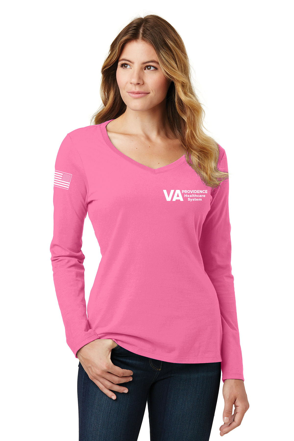 Ladies Long Sleeve V-Neck