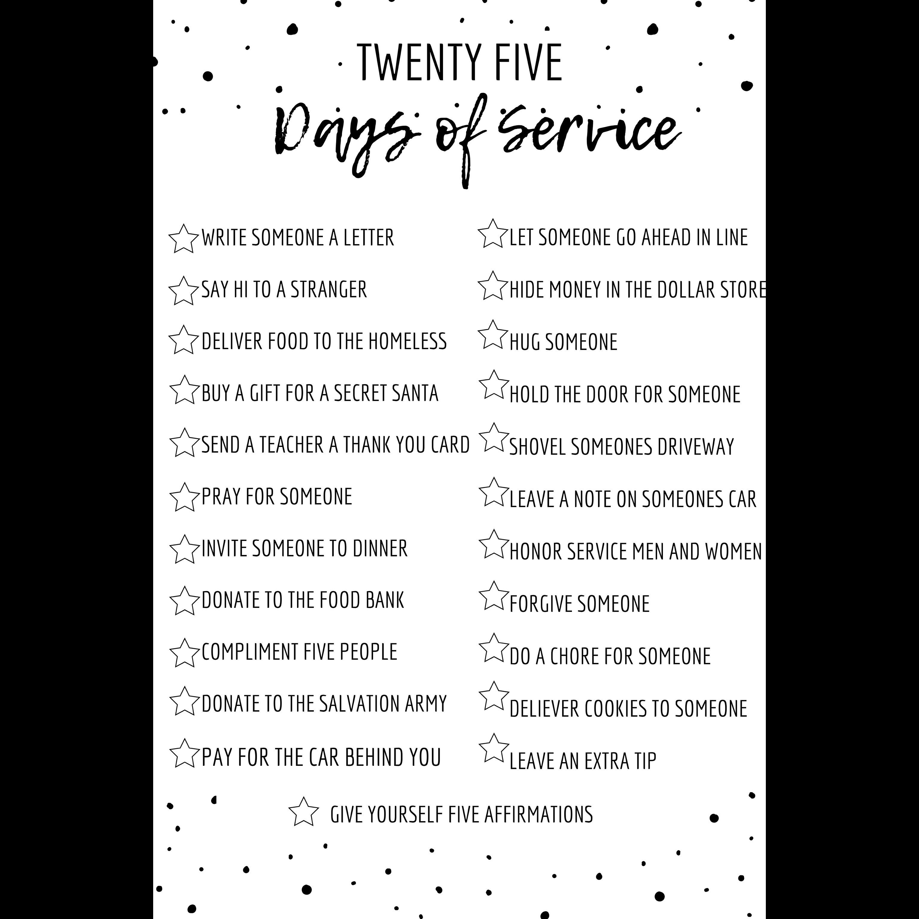 25 Days of Service Digital PDF