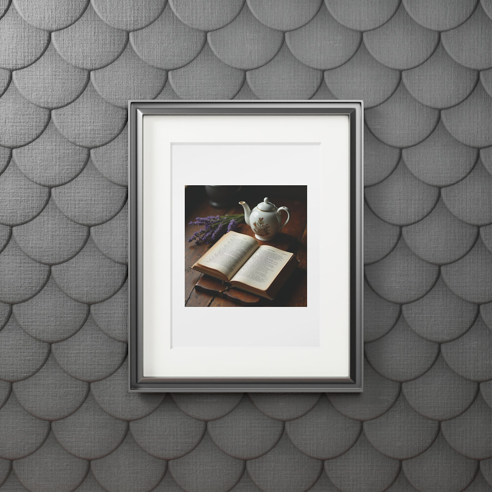 Thumbnail: Artistic illustration of an open book with lavender and a tea pot, part of the British Counties In Verse collection