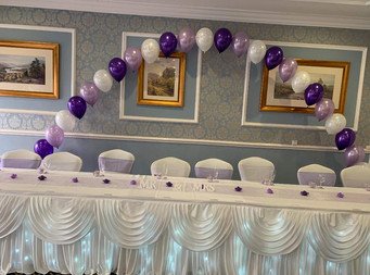 wedding top table skirting and swag with lights