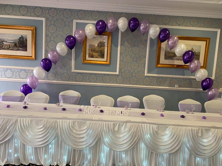 wedding top table skirting and swag with lights