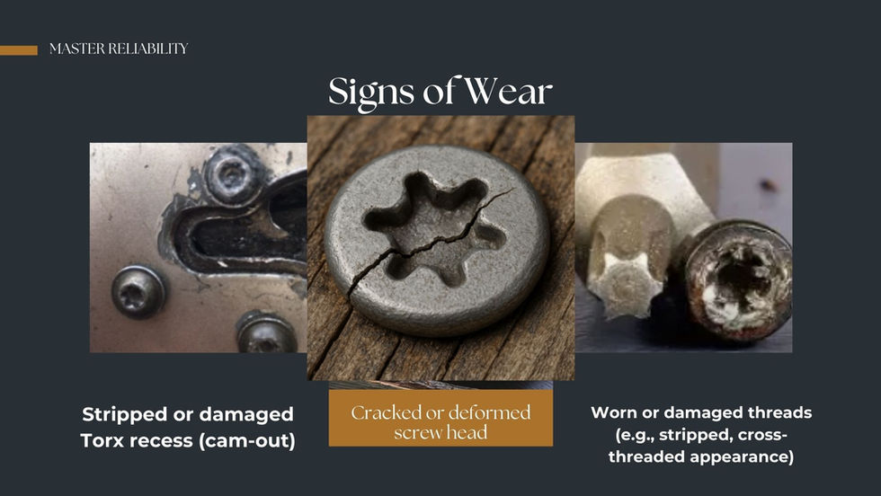 Signs of Wear of Torx Screws Continued