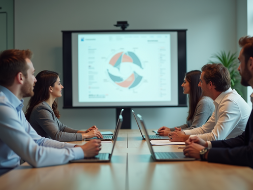 Eye-level view of a team engaged in a Lean Six Sigma training session