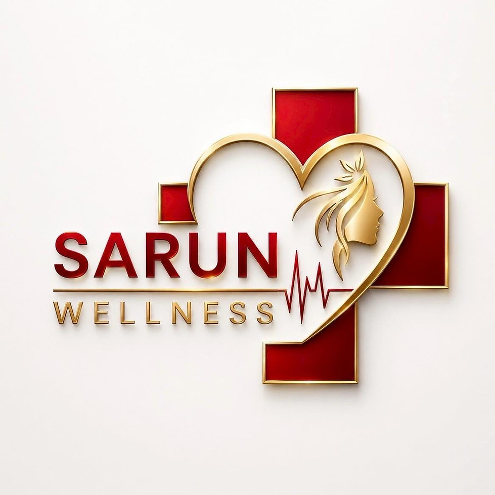 โลโก้ Sarun Wellness สีแดงทอง