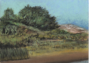 Jenner, California, Russian River, pastel drawing