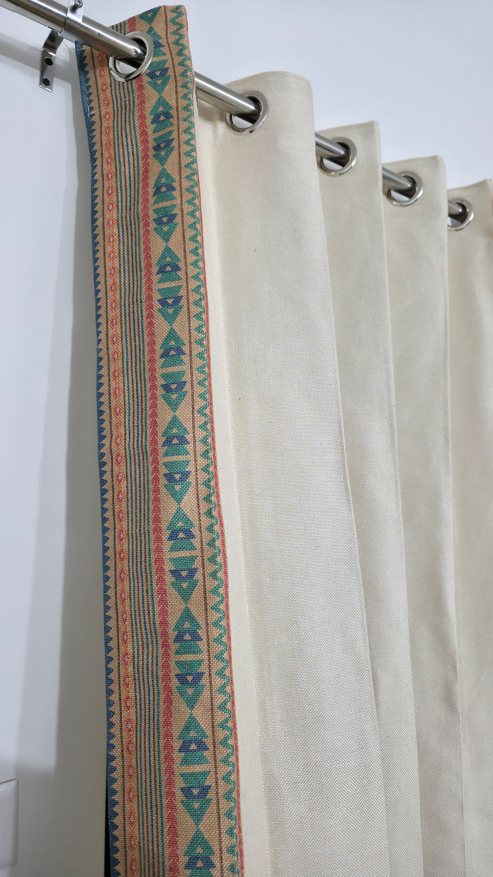 Thumbnail: Curtains |  RangSaumya Collection | Ivory Ethnic Heritage Border Curtain |