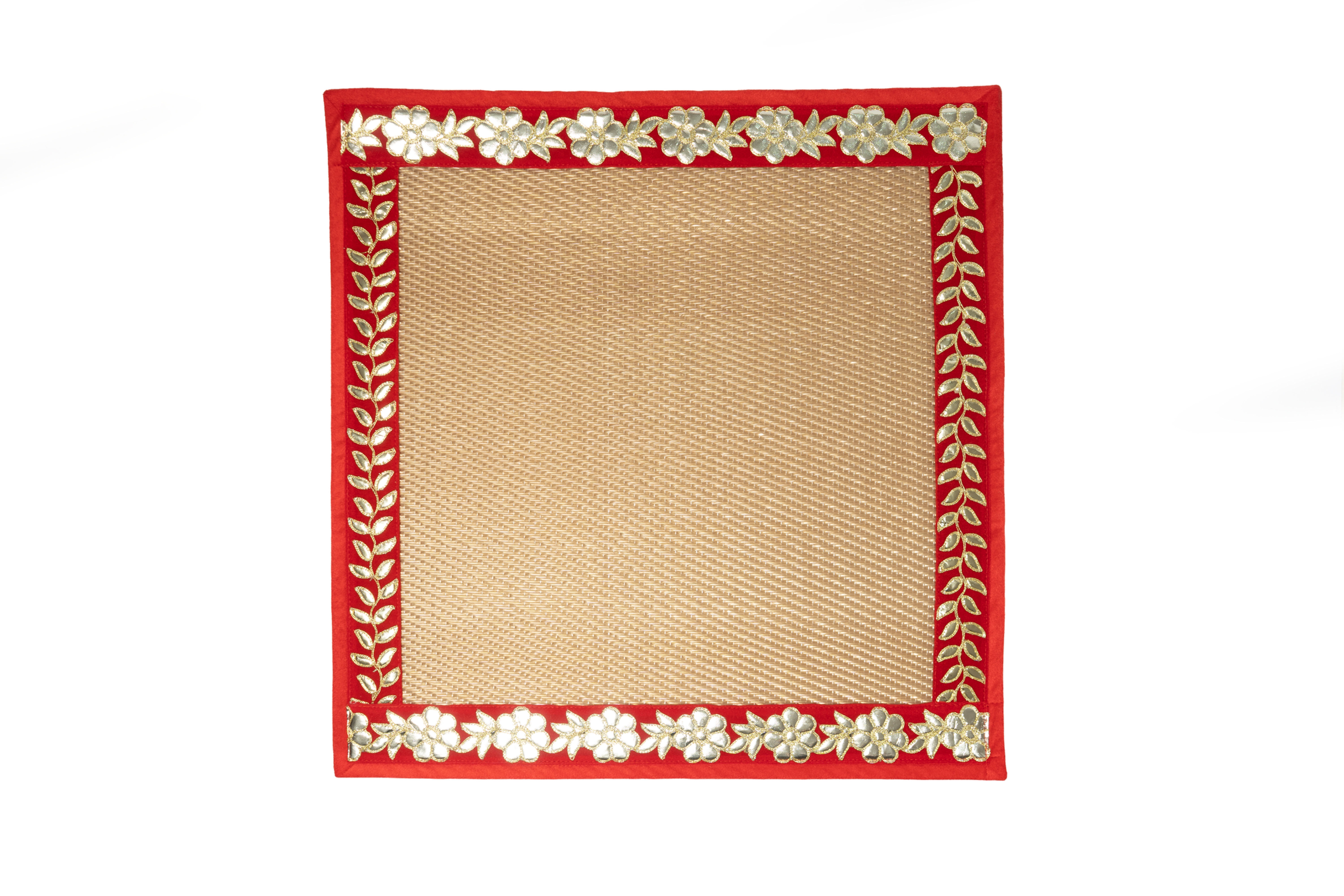 Decorative Mats/Plastic Mat - Brown with Red Boarder - Size 24 inch x 24 inch