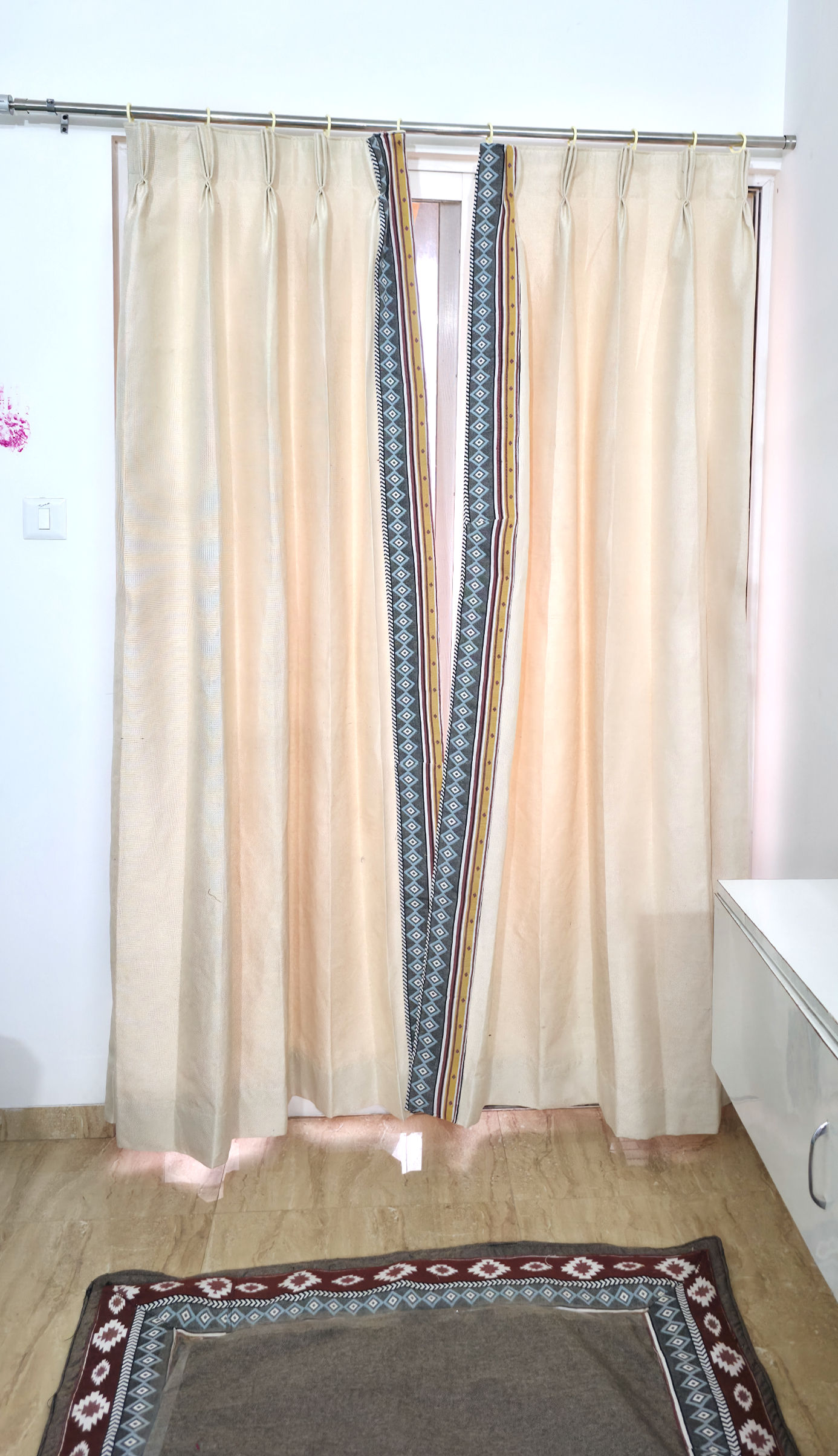 Curtains | RangSaumya Collection | Ivory Ethnic Diamond Accent Curtain |