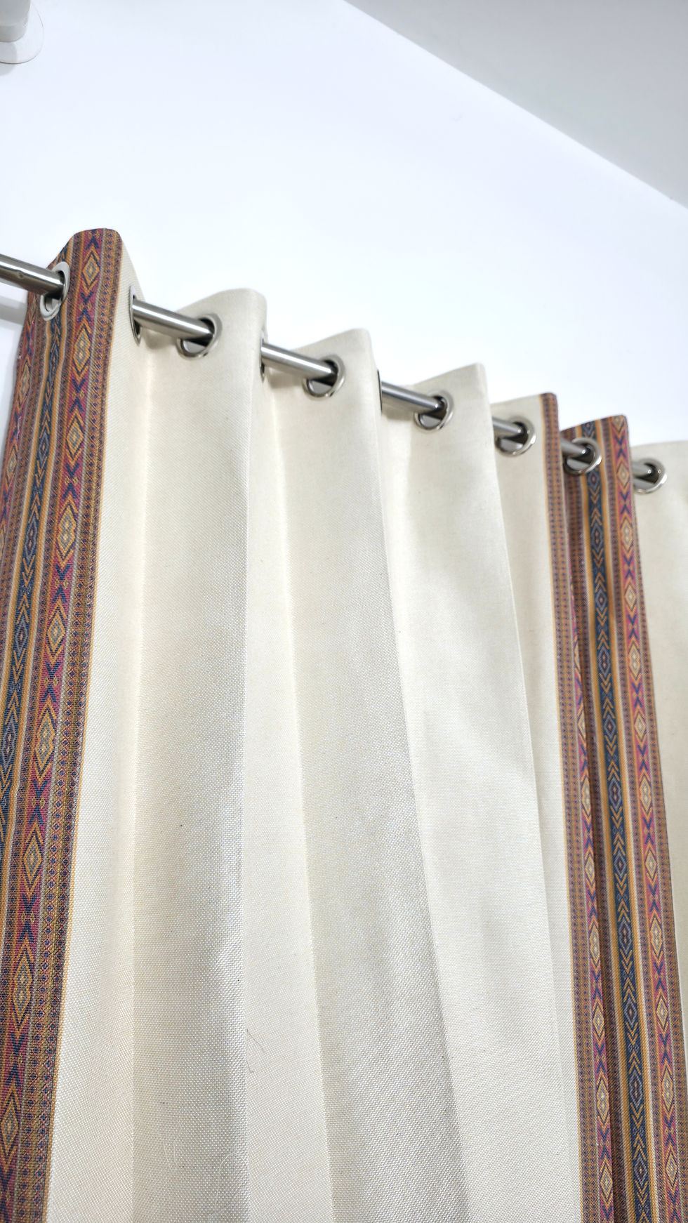 Thumbnail: Curtains | RangSaumya Collection  | Off-White Ethnic Border Textured Curtain |