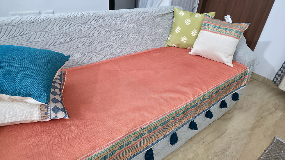 Thumbnail: Sofa Runner  | RangSaumya | Sofa Runner with Multicolour Ethnic Border