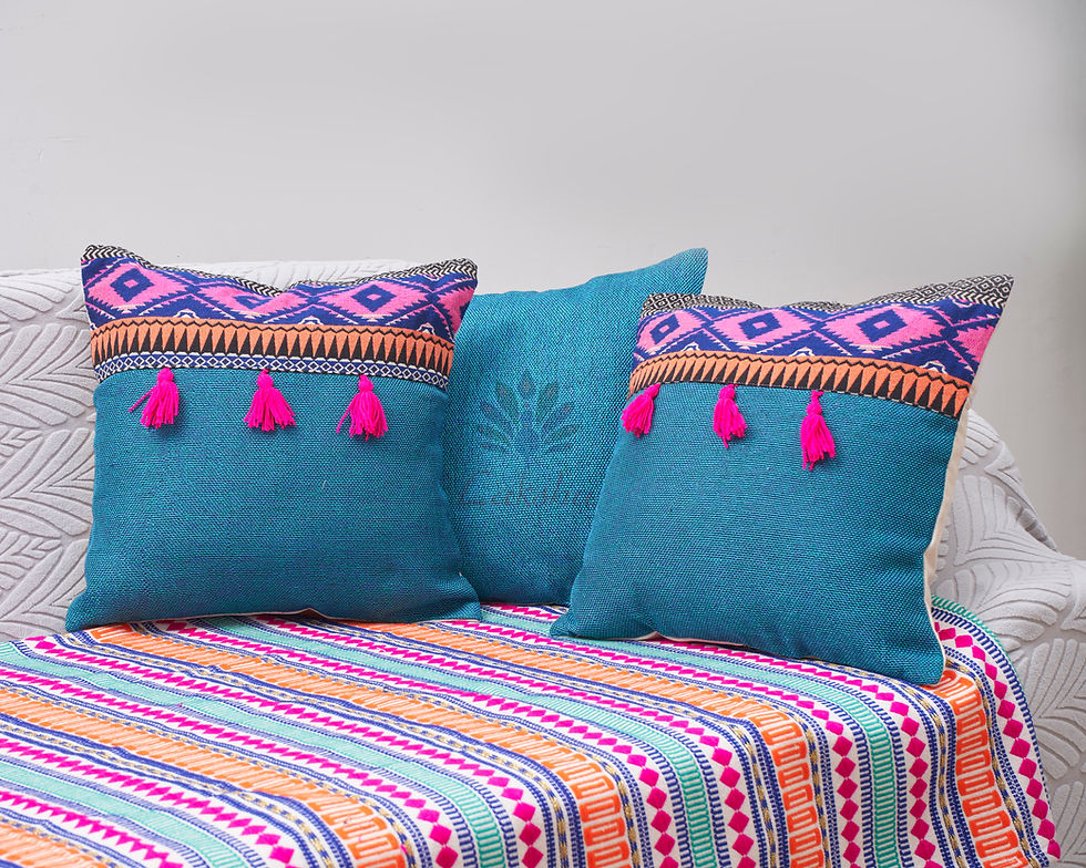 Thumbnail: Jacquard Cotton Handloom Sofa Cover|Sofa Throw|Sofa Runner - Multicolour