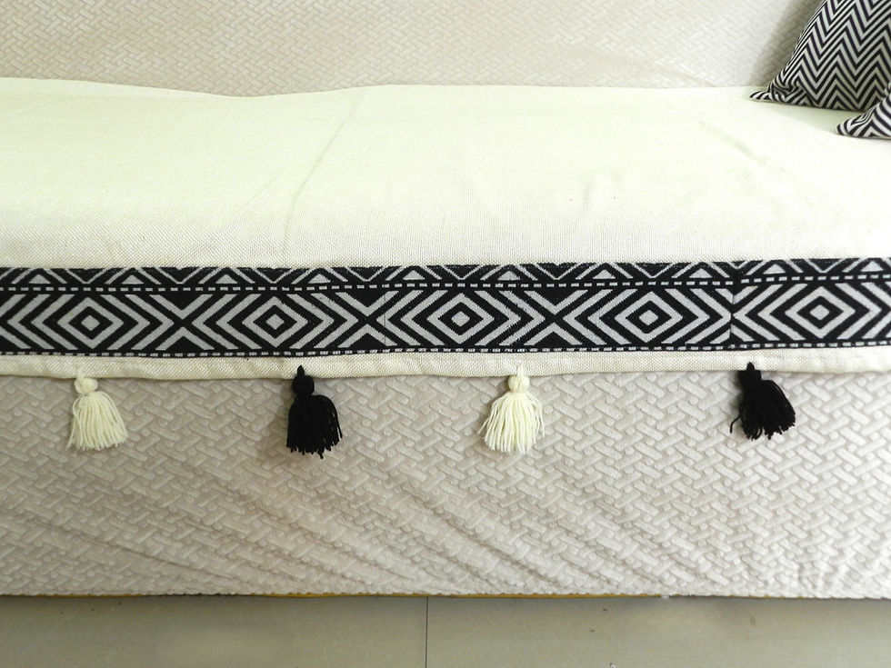 Thumbnail: Jute Sofa Cover|Sofa Covers|Sofa Throw|Sofa Runner  -Offwhite with Black Boarder