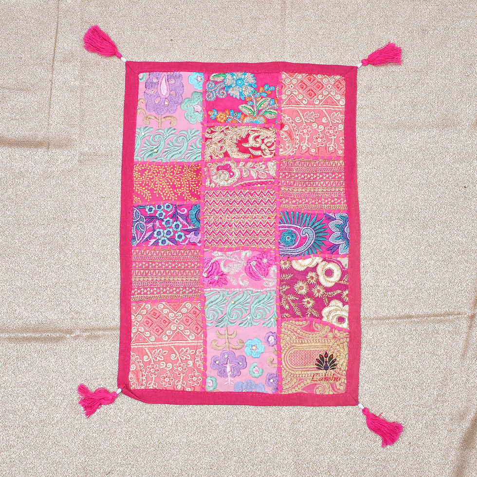 Thumbnail: Kambadia Work Table Runner with Table Mat -Pink
