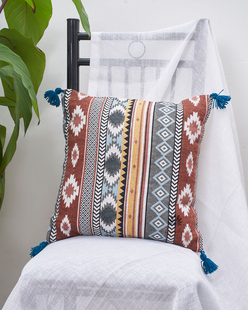 Designer Cotton Handloom Cushion Covers - Grey