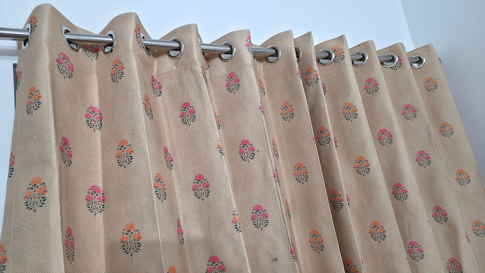 Thumbnail: Curtains | RangSaumya Collection  | Beige Floral Printed Textured Curtain |