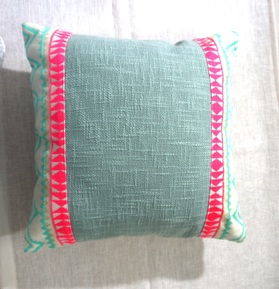 Thumbnail: Designer Cotton Handloom Cushion Covers  - Patch work pattern - Blue