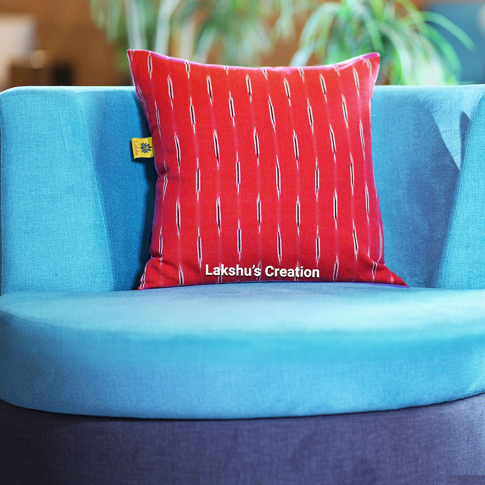Thumbnail: Designer Ikat Cotton Cushion Covers - Dark Pink