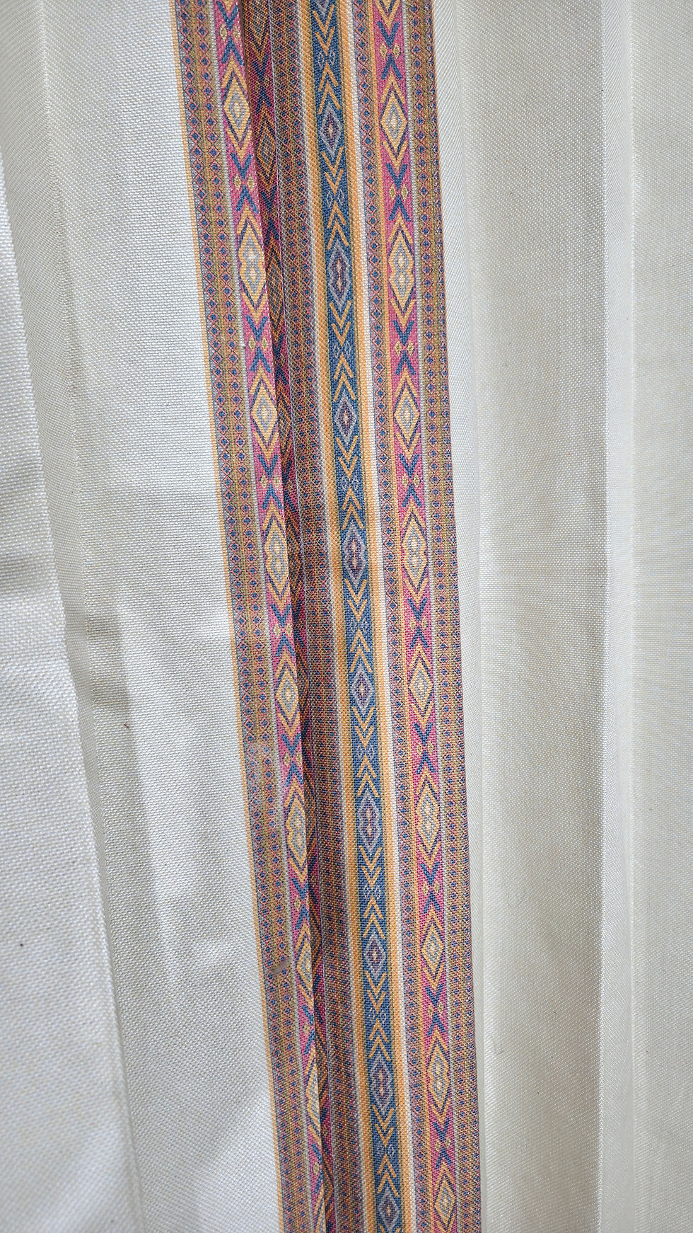 Thumbnail: Curtains | RangSaumya Collection  | Off-White Ethnic Border Textured Curtain |