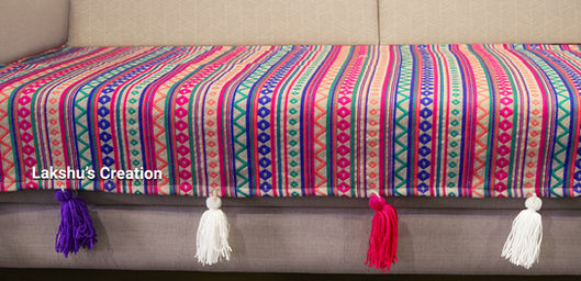 Thumbnail: Jacquard Cotton Handloom Sofa Cover|Sofa Throw|Sofa Runner - Pink