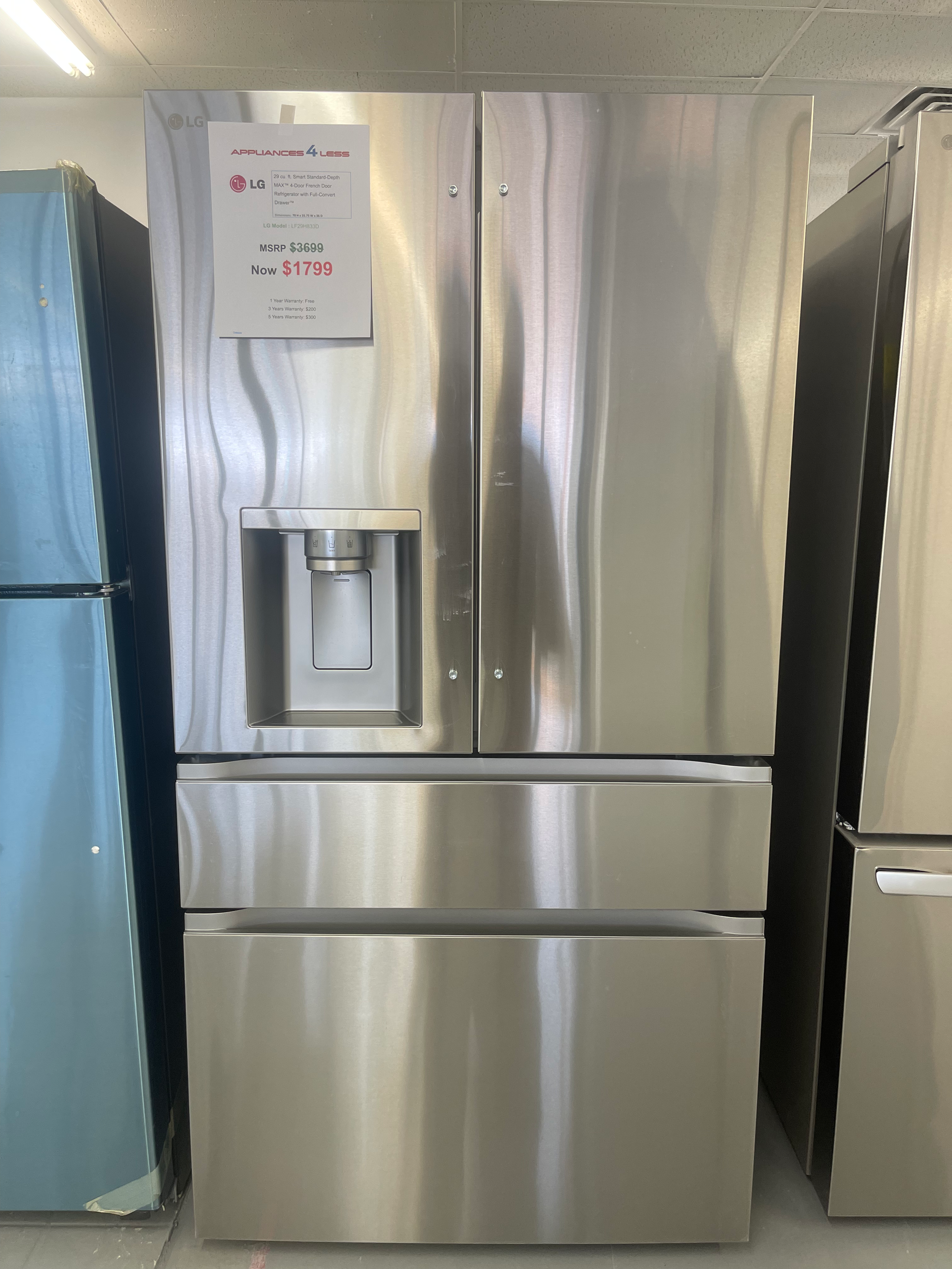 29 cu. ft.  Standard-Depth  4-Door  Refrigerator with Full-Covert Drawer