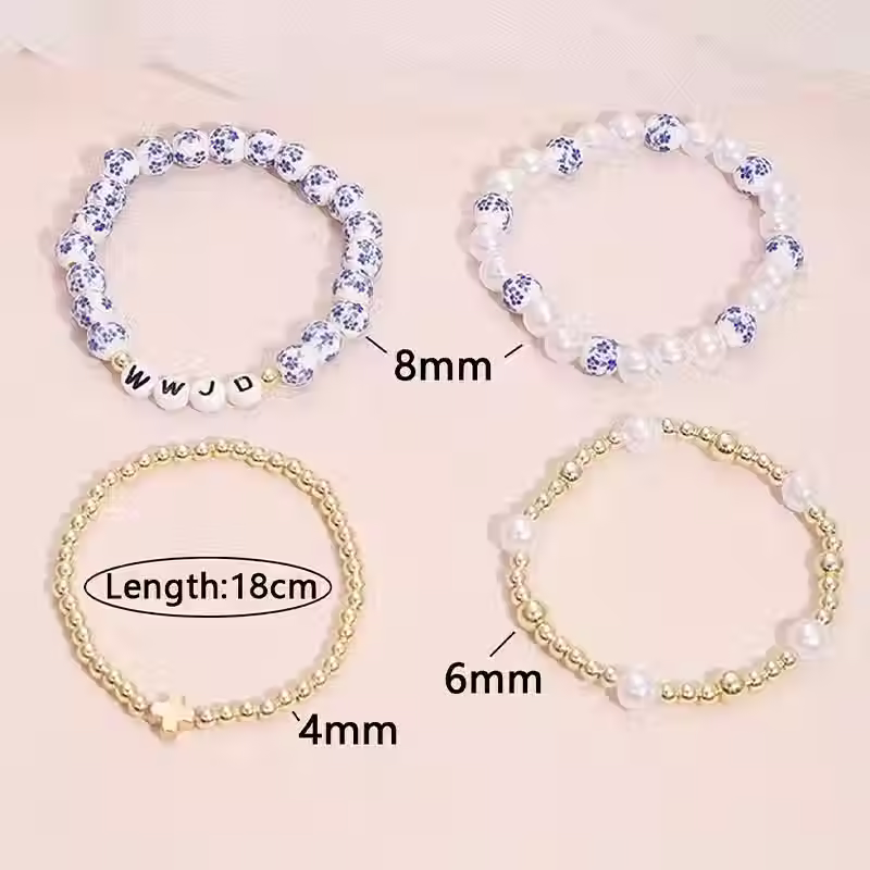 Thumbnail: Bohemian Blue and White Bracelet Set 2pc