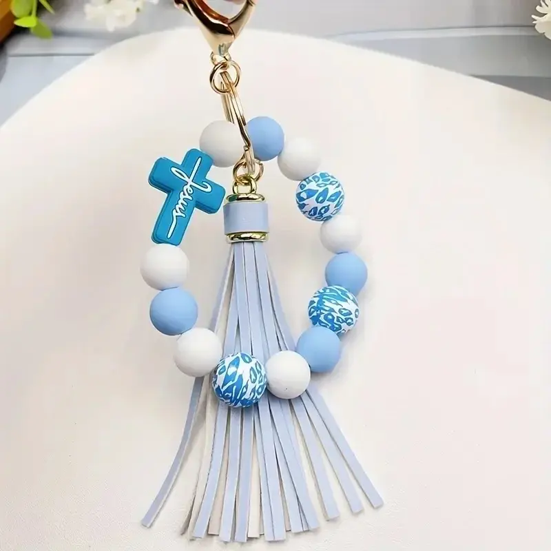 Thumbnail: Christian Cross Beaded Keychain